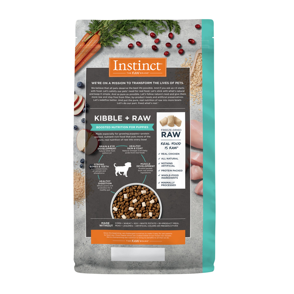 Instinct Raw Boost Whole-Grain Chicken & Brown Rice Dry Puppy Food, 1.5 kg - إنستينكت راو بوست — للكلاب طعام جاف بنكهة الدجاج الجِراء، 1.5 كجم - Image 2