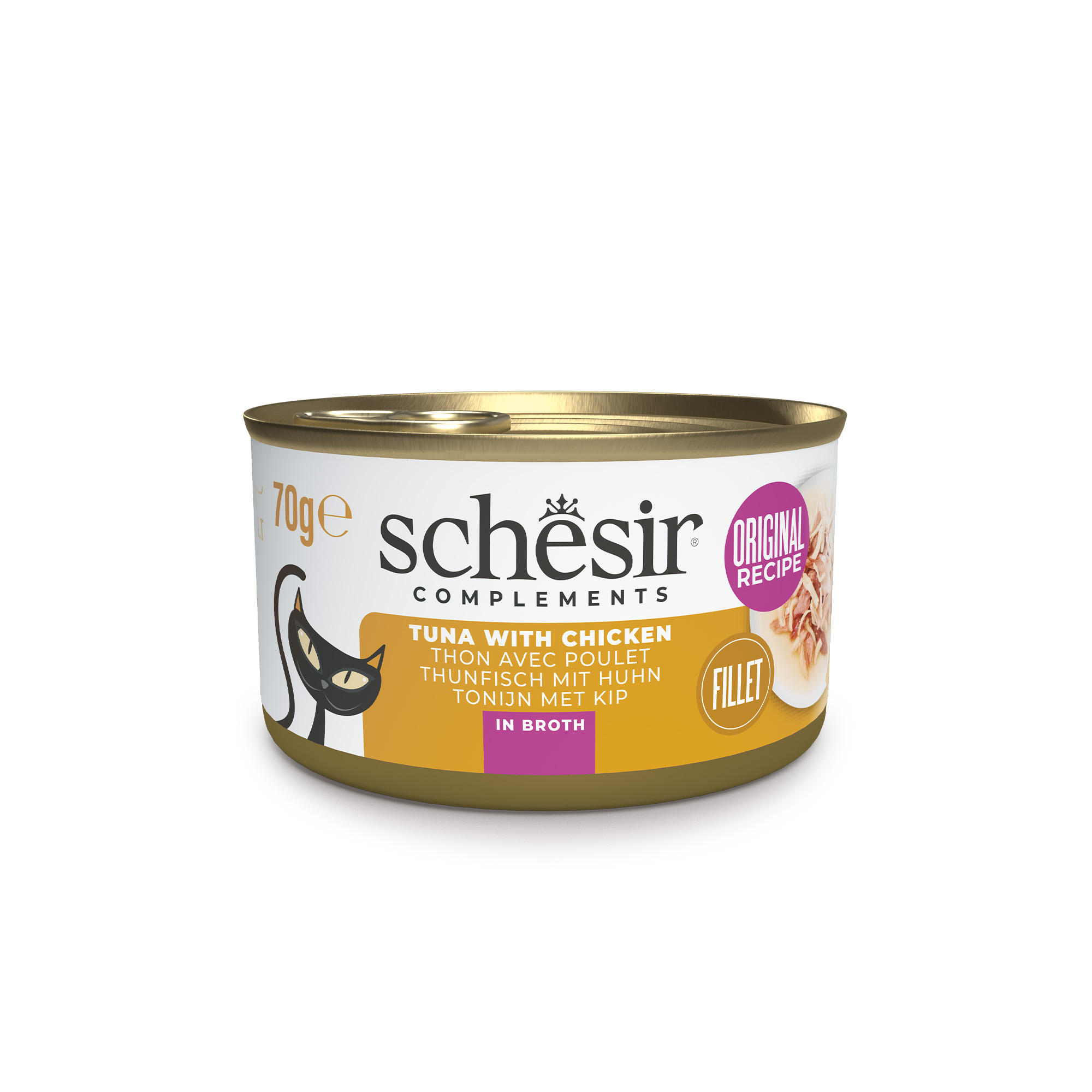 Schesir Tuna with Chicken in Broth Wet Cat Food, 70g - شيسير تونا ويث — للقطط طعام رطب بنكهة الدجاج، 70 جم
