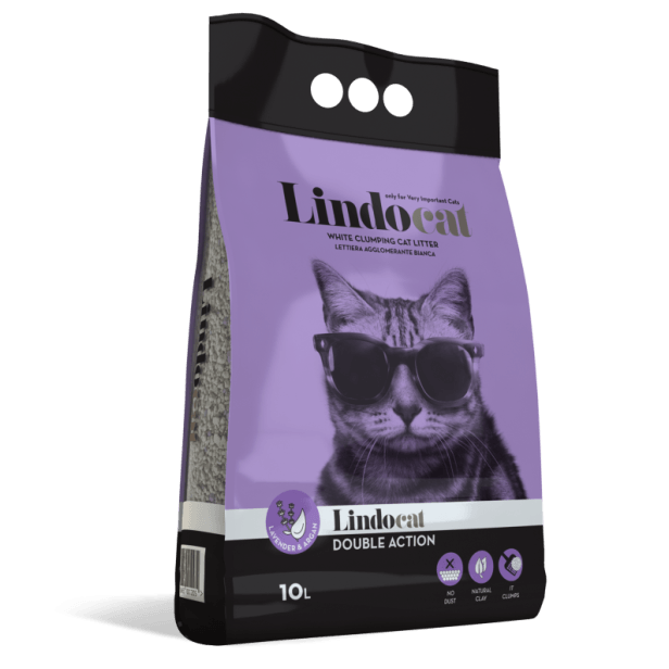 LindoCat White Bentonite Double Action Lavender Scented - ليندوكات وهيتي بينتونيتي — للقطط