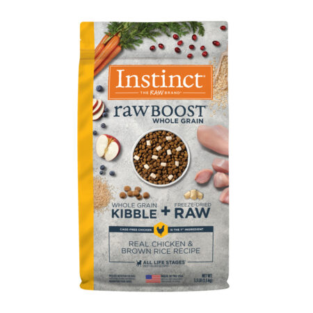 Instinct Raw Boost Whole-Grain Real Chicken & Brown Rice Dry Dog Food, 1.5kg - إنستينكت راو بوست — للكلاب طعام جاف بنكهة الدجاج، 1.5 كجم