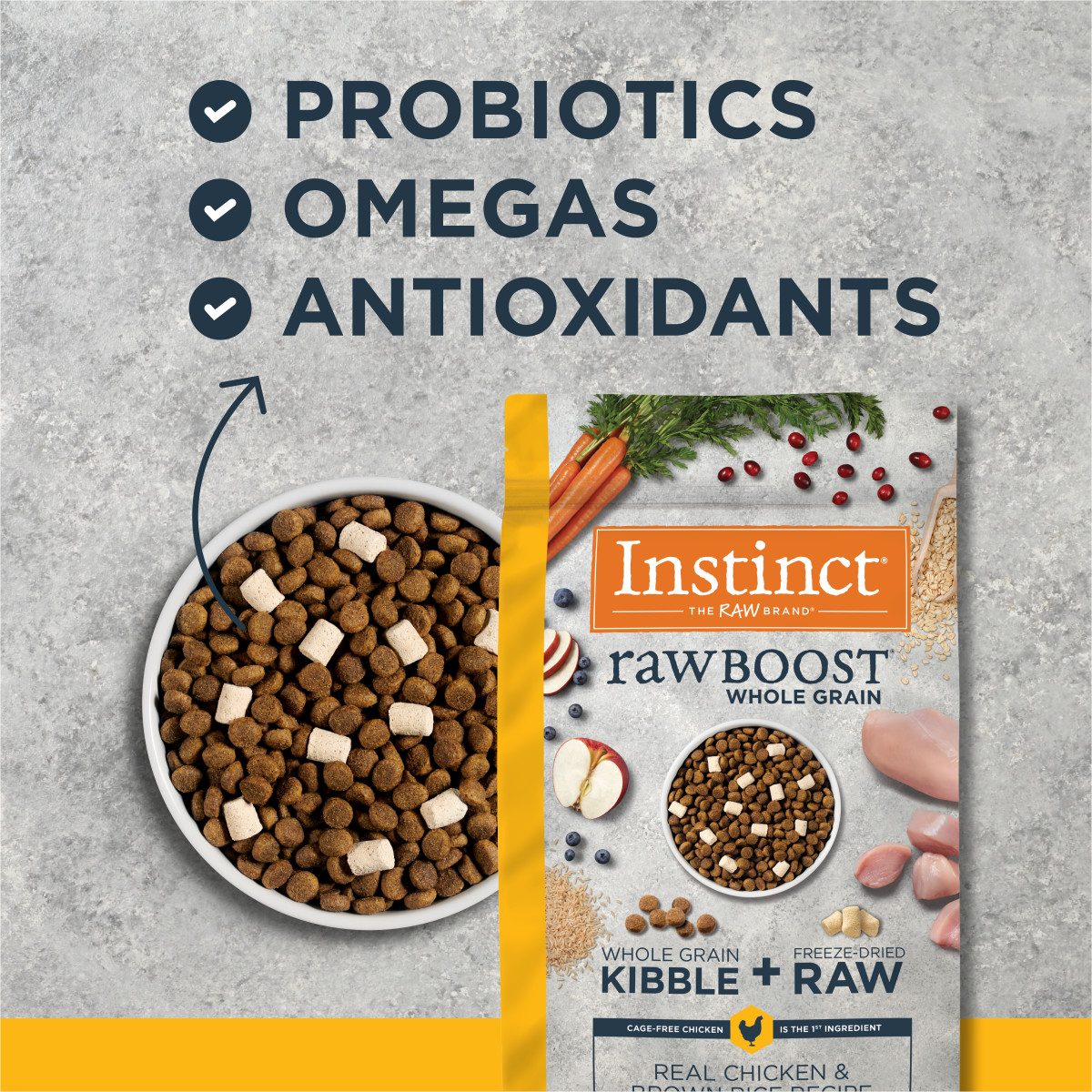 Instinct Raw Boost Whole-Grain Real Chicken & Brown Rice Dry Dog Food, 1.5kg - إنستينكت راو بوست — للكلاب طعام جاف بنكهة الدجاج، 1.5 كجم - Image 3