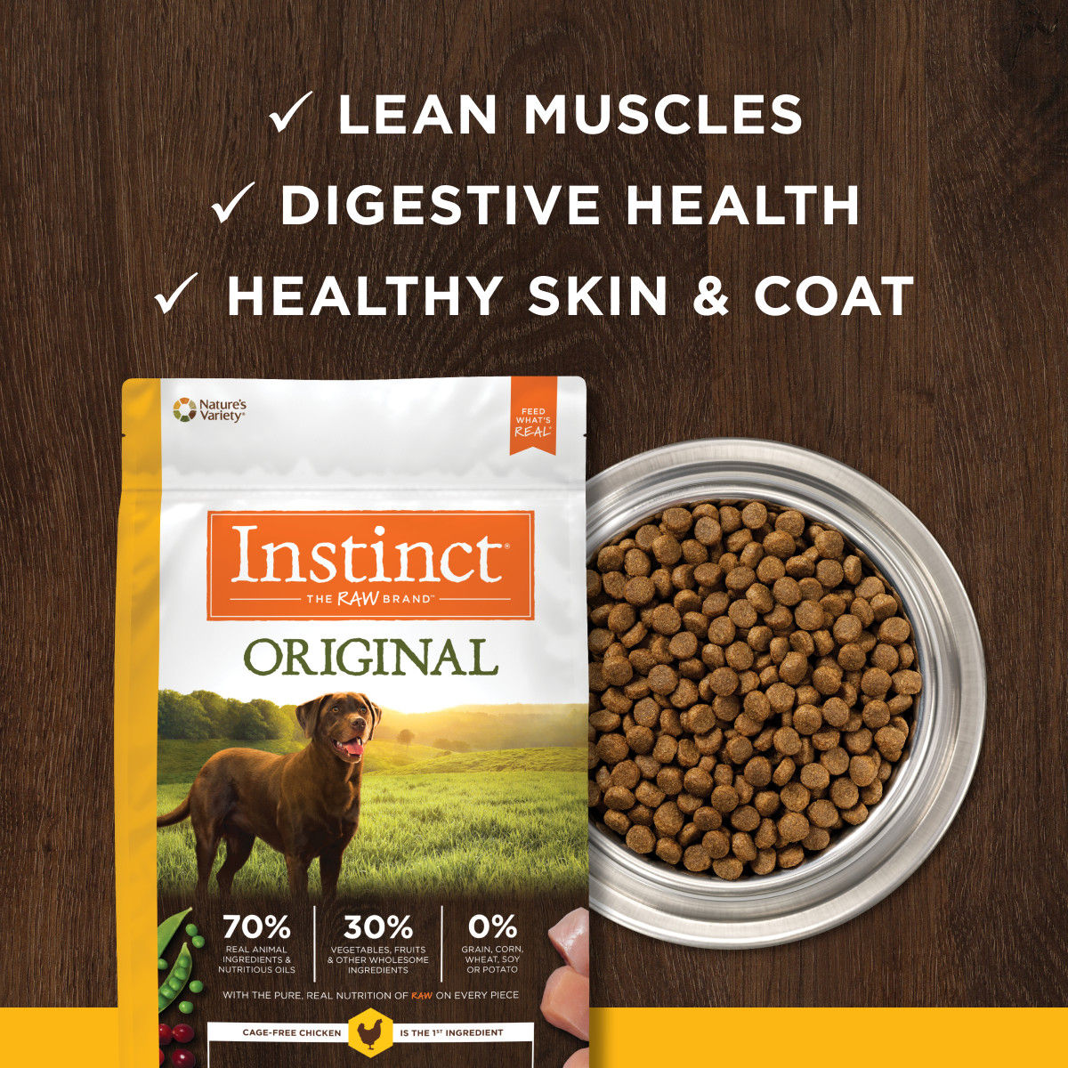 Instinct Original Grain-Free Recipe Real Chicken Dry Dog Food - إنستينكت وريجينال جراين — للكلاب طعام جاف بنكهة الدجاج خالٍ من الحبوب - Image 2