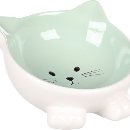 Flamingo Puzi Ceramic Cat Bowl, Green - فلامينجو بوزي كيراميك — للقطط