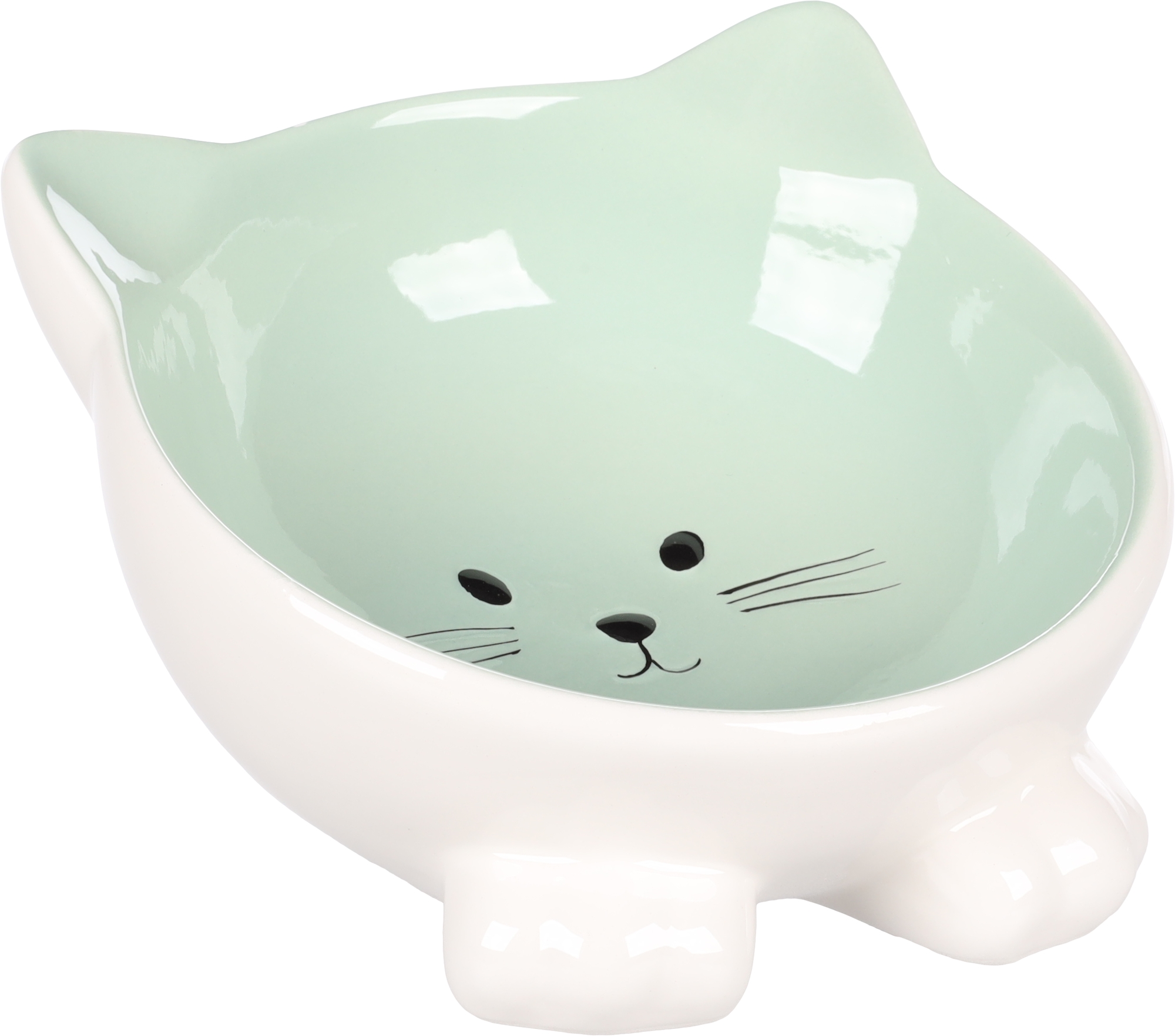 Flamingo Puzi Ceramic Cat Bowl, Green - فلامينجو بوزي كيراميك — للقطط