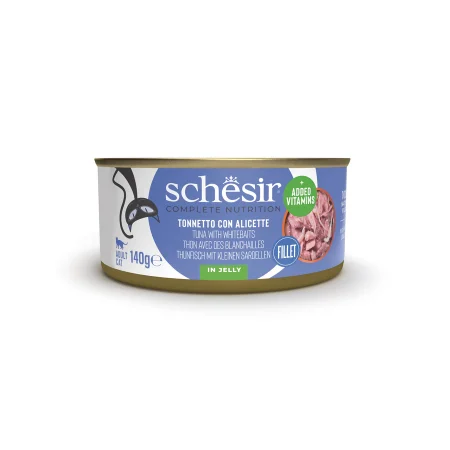 Schesir Tuna with Whitebaits in Jelly Wet Cat Food, 140g - شيسير تونا ويث — للقطط طعام رطب بنكهة التونة، 140 جم