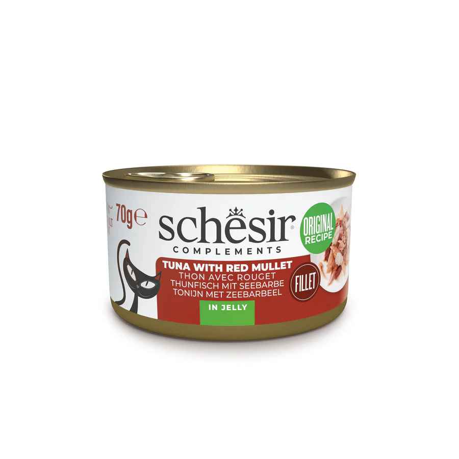Schesir Tuna with red mullet in jelly Wet Cat Food, 70g - شيسير تونا ويث — للقطط طعام رطب بنكهة التونة، 70 جم