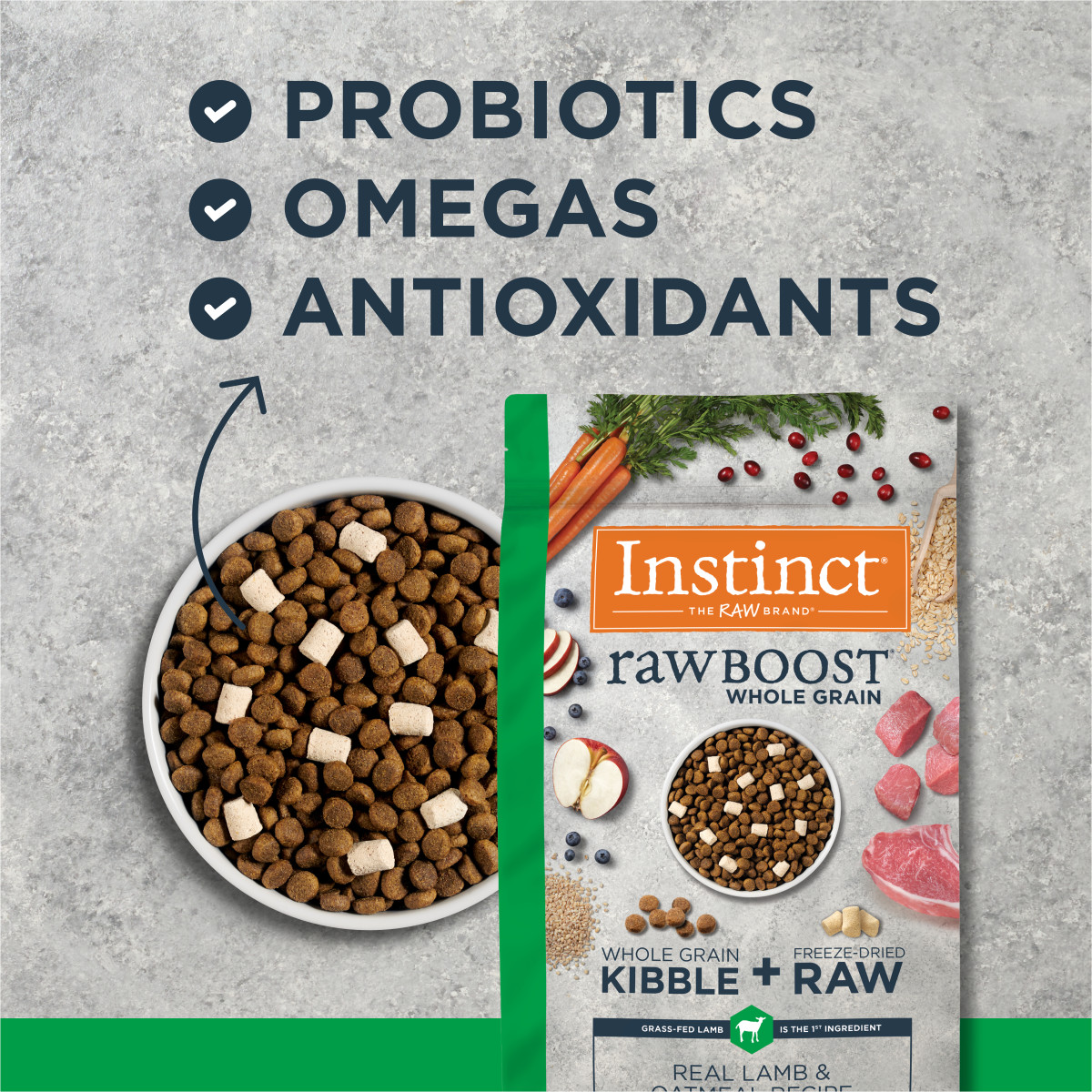 Instinct Raw Boost Whole-Grain Real Lamb & Oatmeal Dry Dog Food, 1.5kg - إنستينكت راو بوست — للكلاب طعام جاف بنكهة لحم الضأن، 1.5 كجم - Image 6