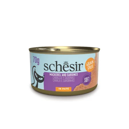 Schesir Mackerel & Sardine Pate Wet Cat Food, 70g - شيسير ماكيريل و امب; — للقطط طعام رطب بنكهة السردين، 70 جم