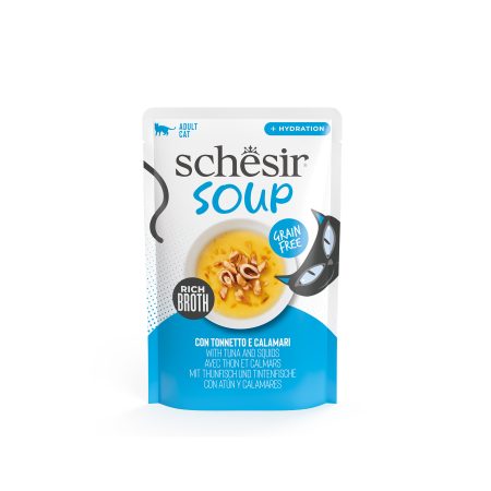 Schesir Soup Tuna with Squid Wet Cat Food, 40g - شيسير سوب تونا — للقطط طعام رطب بنكهة التونة، 40 جم