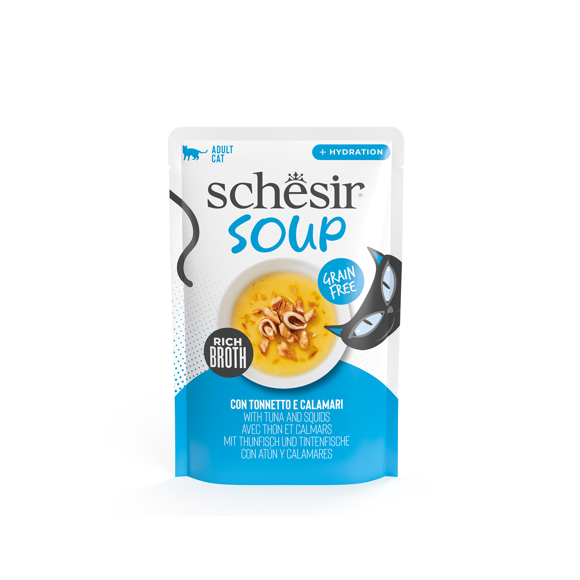 Schesir Soup Tuna with Squid Wet Cat Food, 40g - شيسير سوب تونا — للقطط طعام رطب بنكهة التونة، 40 جم