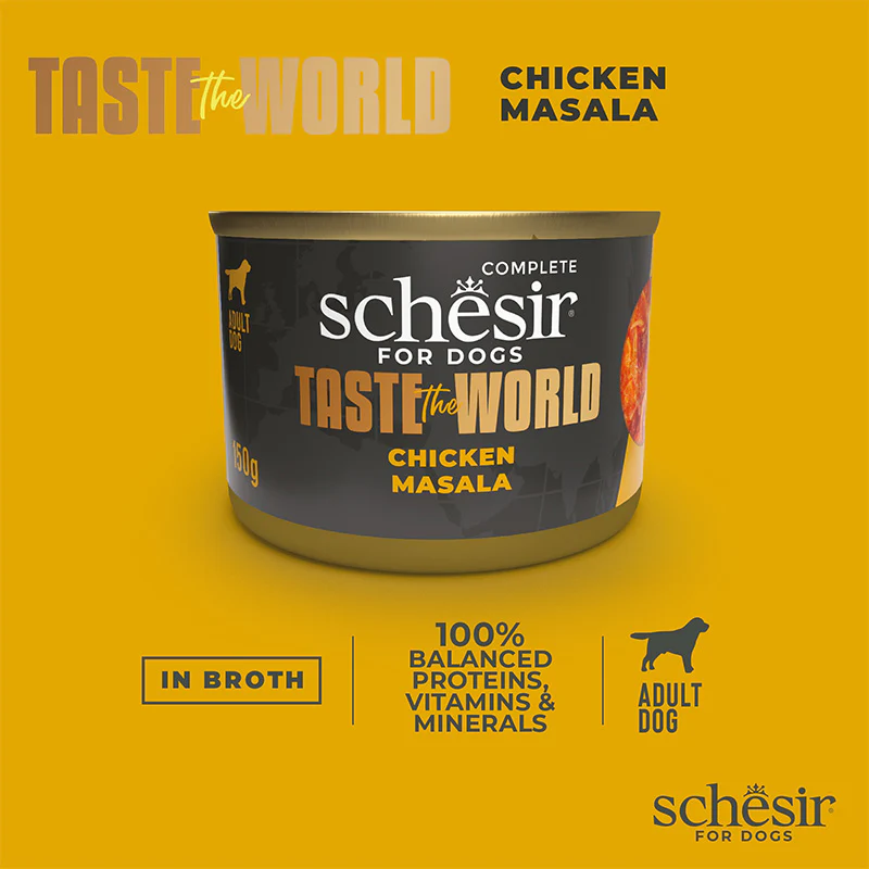 Schesir Taste the World Chicken Masala Wet Dog Food, 150g - شيسير تاستي ثي — للكلاب طعام رطب بنكهة الدجاج، 150 جم - Image 2
