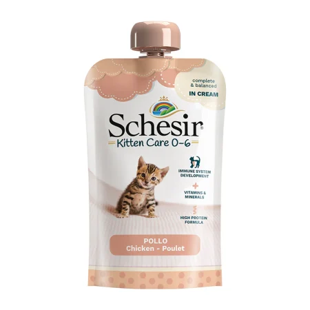 Schesir Chicken in Cream Wet Kitten Food, 150g - شيسير تشيكين ين — للقطط طعام رطب بنكهة الدجاج القطط الصغيرة، 150 جم