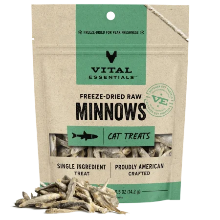 Vital Essentials Freeze-Dried Minnows Cat Treat 0.5 oz - فيتال يسسينتيالس فريزي — للقطط مكافآت