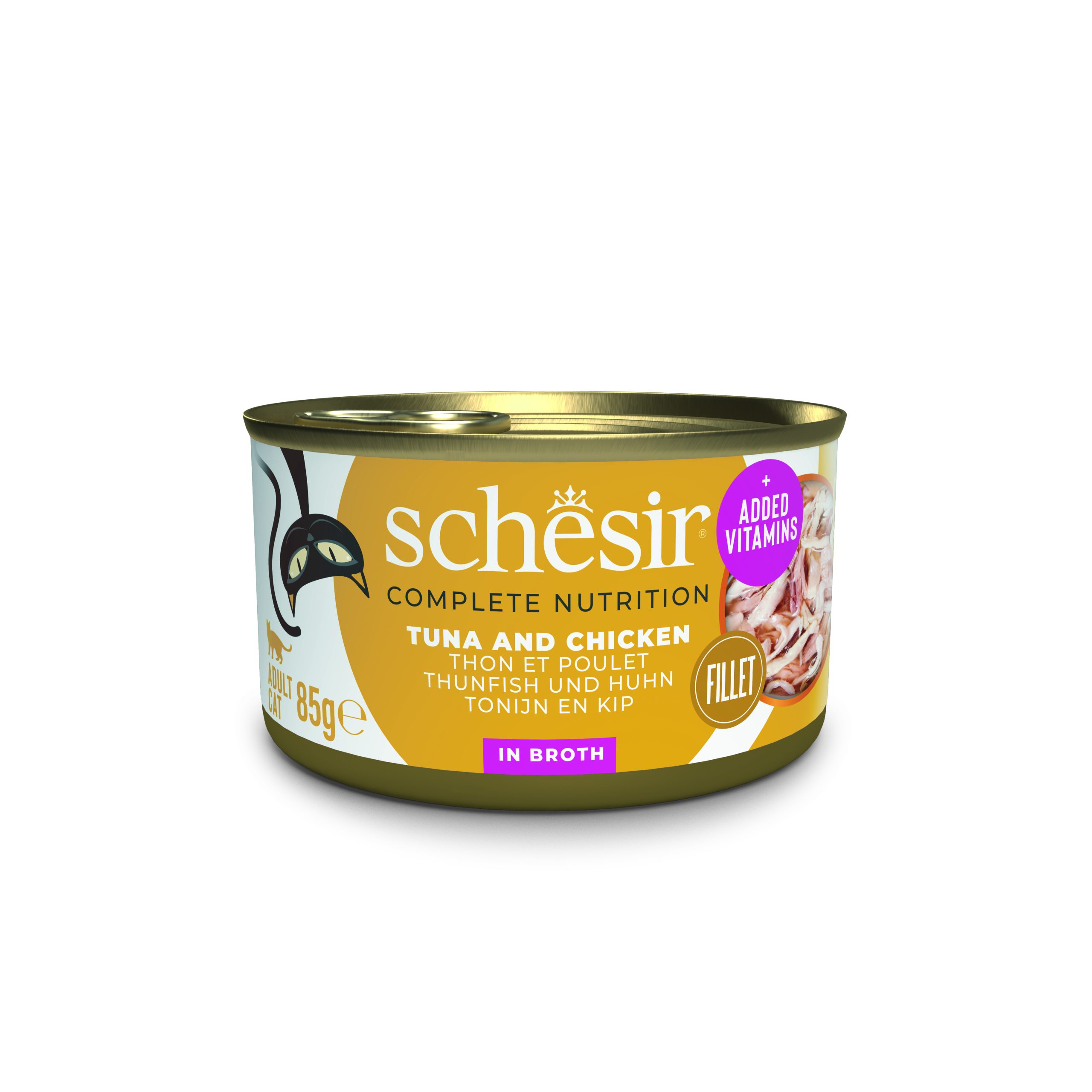 Schesir Complete Nutrition Tuna with Chicken in Broth Wet Cat Food, 85g - شيسير كومبليتي نوتريشن — للقطط طعام رطب بنكهة الدجاج، 85 جم