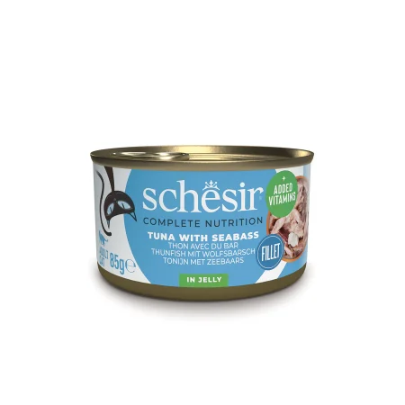 Schesir Complete Nutrition Tuna with seabass in jelly Wet Cat Food, 85g - شيسير كومبليتي نوتريشن — للقطط طعام رطب بنكهة التونة، 85 جم