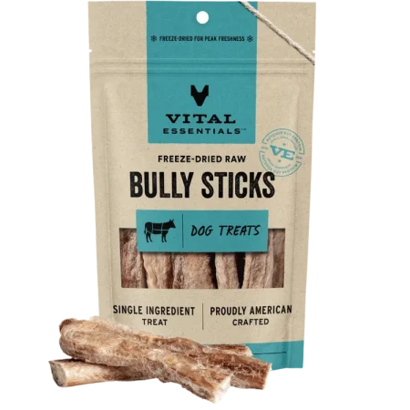 Vital Essentials Freeze-Dried Bully Sticks Dog Treat 1.4 oz - فيتال يسسينتيالس فريزي — للكلاب مكافآت