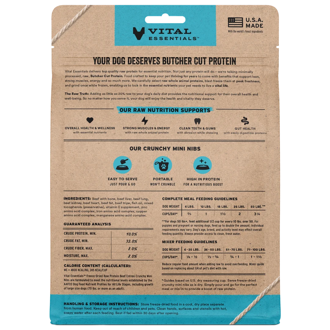 Vital Essentials Beef Crunchy Mini Nibs Dry Dog Food, 5.5 oz - فيتال يسسينتيالس بيف — للكلاب طعام جاف بنكهة اللحم البقري - Image 4