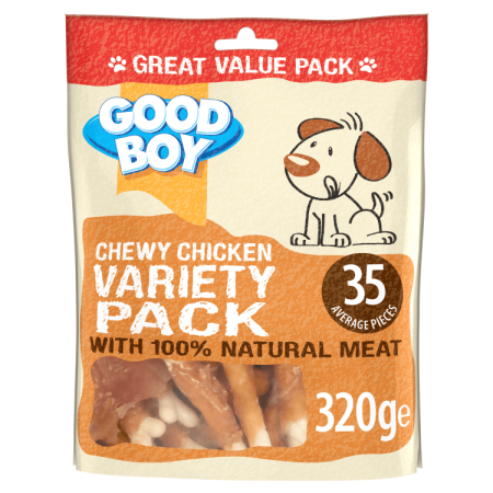 Good Boy Chewy Chicken Variety Value Pack, Dog Treats 320g - جود بوي تشيوي — للكلاب مكافآت بنكهة الدجاج، 320 جم