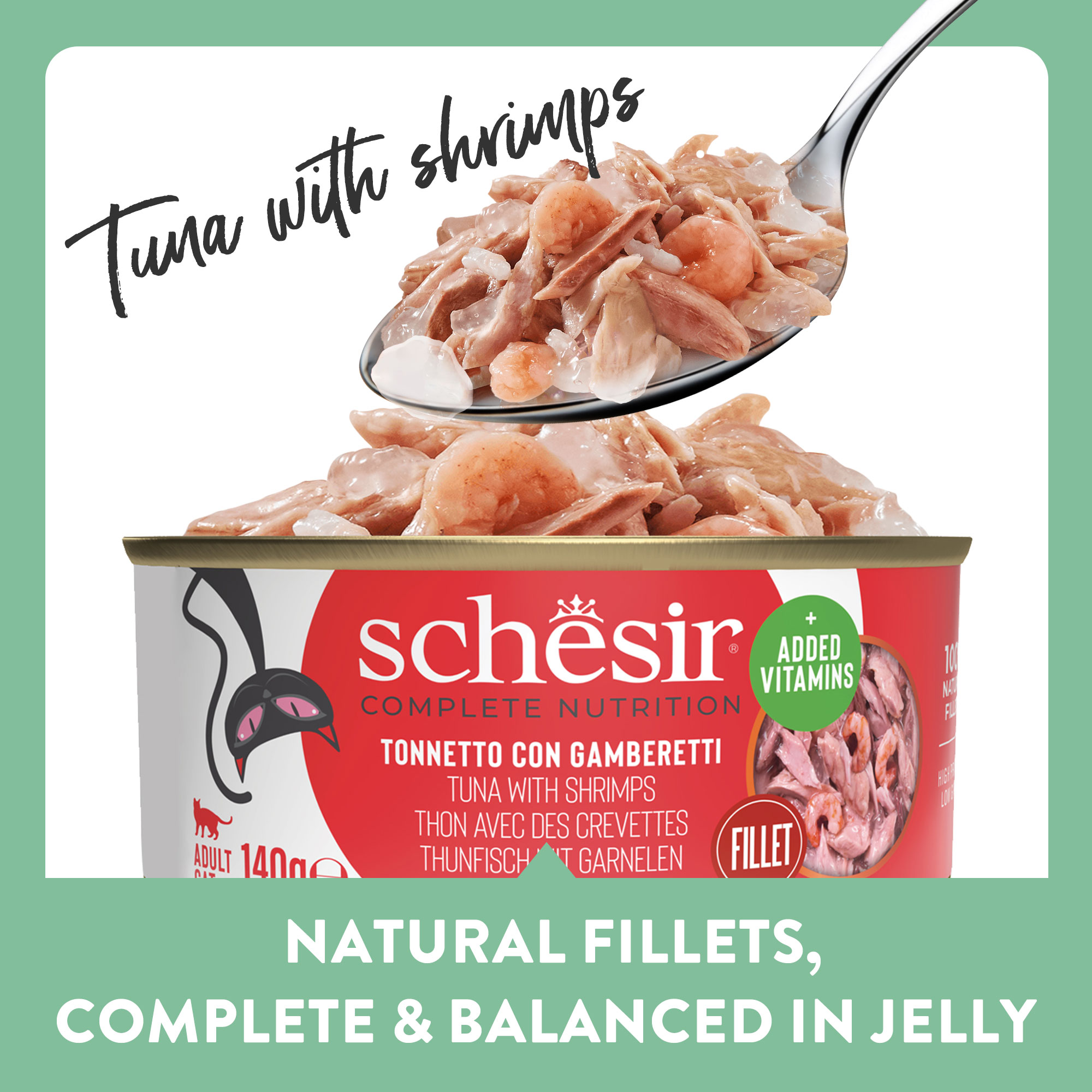 Schesir Complete Nutrition Tuna with Shrimps in Jelly Wet Cat Food, 140g - شيسير كومبليتي نوتريشن — للقطط طعام رطب بنكهة التونة، 140 جم - Image 4