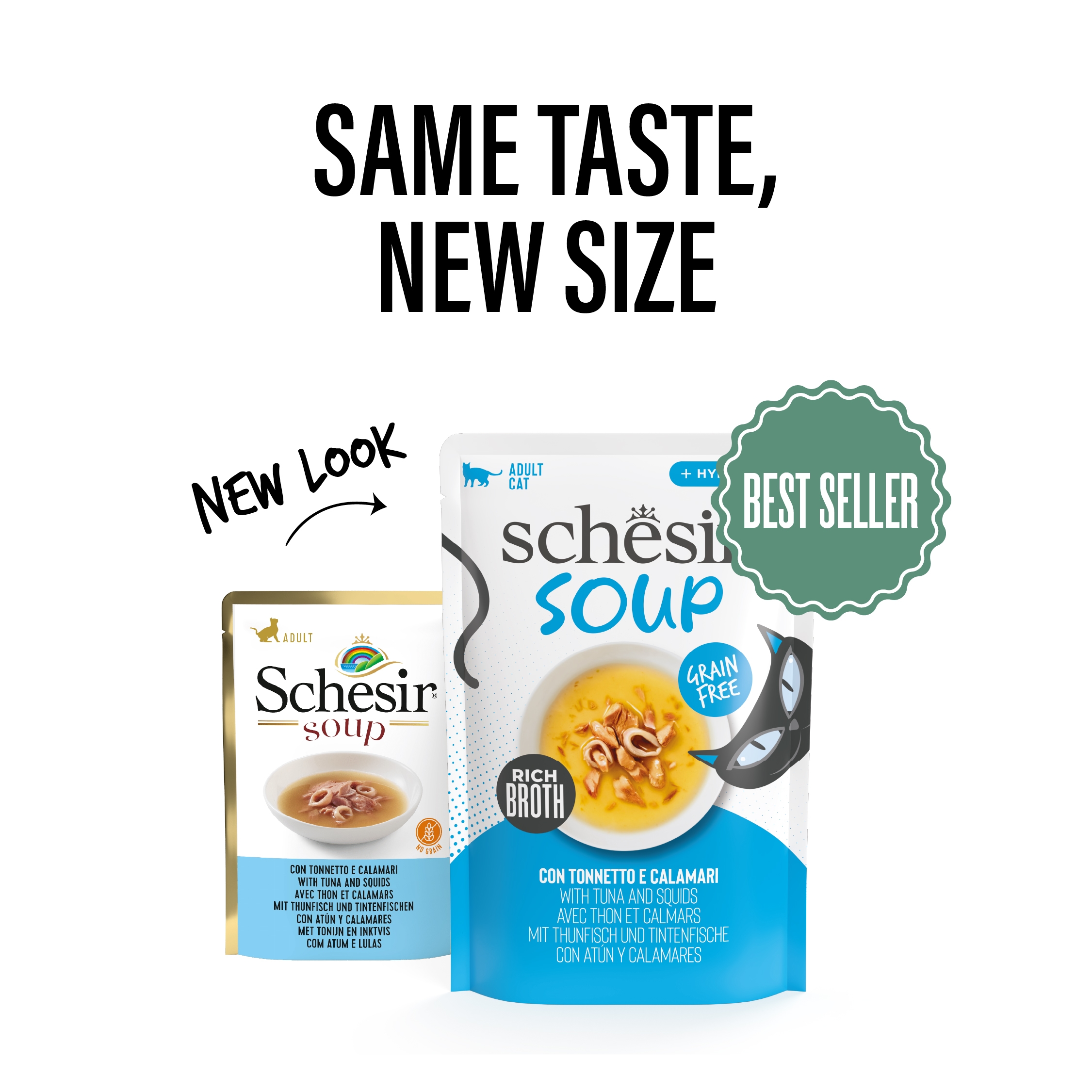 Schesir Soup Tuna with Squid Wet Cat Food, 40g - شيسير سوب تونا — للقطط طعام رطب بنكهة التونة، 40 جم - Image 2