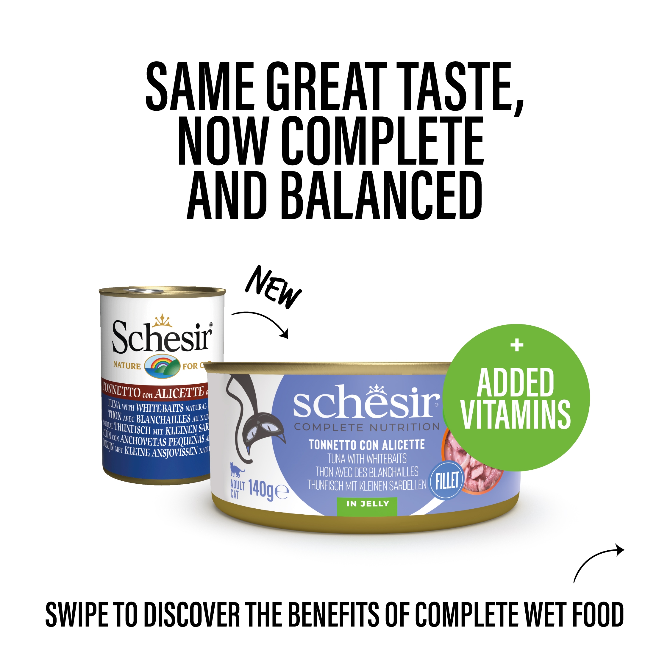 Schesir Tuna with Whitebaits in Jelly Wet Cat Food, 140g - شيسير تونا ويث — للقطط طعام رطب بنكهة التونة، 140 جم - Image 3