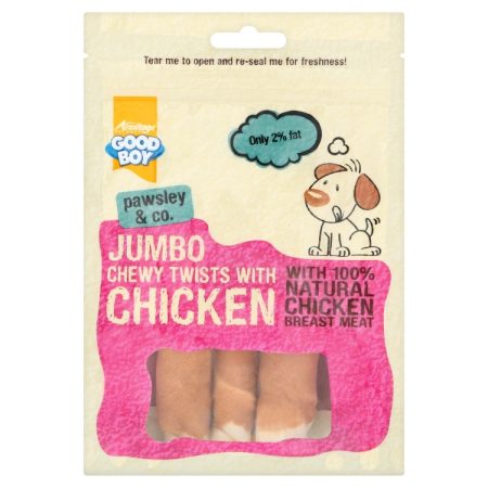 Good Boy Jumbo Chicken Chewy Twist, Dog Treats 100g - جود بوي جومبو — للكلاب مكافآت بنكهة الدجاج، 100 جم