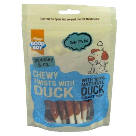 Good Boy Chewy Duck Twists Dog Treat, 90g - جود بوي تشيوي — للكلاب مكافآت بنكهة البط، 90 جم