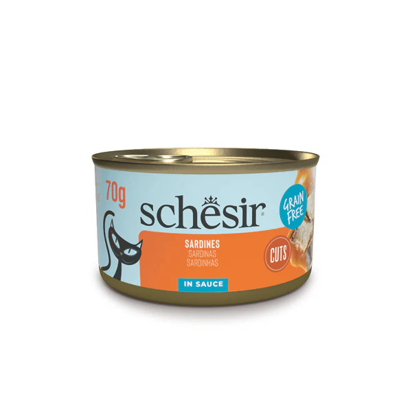 Schesir Sardine Fillets in Sauce Wet Cat Food, 70g - شيسير سارديني فيلليتس — للقطط طعام رطب بنكهة السردين، 70 جم