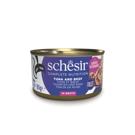 Schesir Complete Nutrition Tuna with Beef in Broth Wet Cat Food, 85g - شيسير كومبليتي نوتريشن — للقطط طعام رطب بنكهة التونة، 85 جم