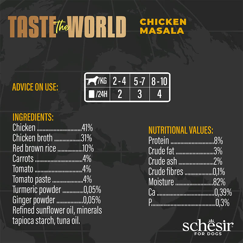 Schesir Taste the World Chicken Masala Wet Dog Food, 150g - شيسير تاستي ثي — للكلاب طعام رطب بنكهة الدجاج، 150 جم - Image 4