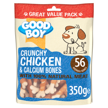 Good Boy Chicken & Calcium Bones Value Pack, Dog Treats, 350g - جود بوي تشيكين — للكلاب مكافآت بنكهة الدجاج، 350 جم