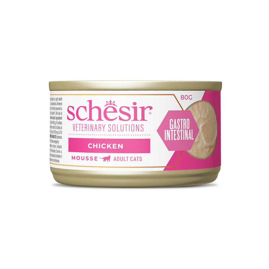 Schesir Veterinary Solution Gastro Intestinal Mousse Tuna with Chicken, Wet Cat Food 8x80g - شيسير فيتيريناري سولوشن — للقطط طعام رطب بنكهة الدجاج، عدد 8 × 80 جم، 80 جم - Image 2