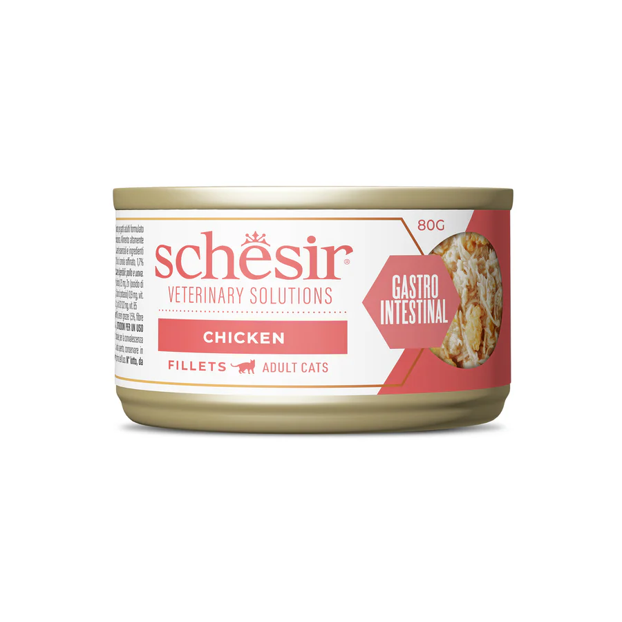 Schesir Veterinary Solution Gastro Intestinal Fillets Chicken, Wet Cat Food 8x80g - شيسير فيتيريناري سولوشن — للقطط طعام رطب بنكهة الدجاج، عدد 8 × 80 جم، 80 جم - Image 2