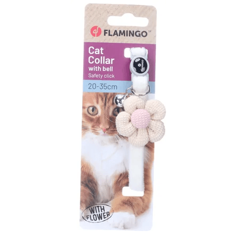 Flamingo Ada Cat Collar with Flower, White - Image 2