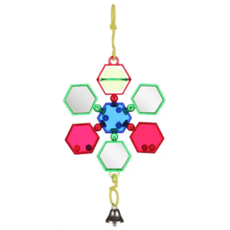 Flamingo Delta Mirror Bird Toy, Green Mirrors