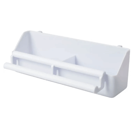 Flamingo Bob Combo Seed and Water Rectangular Cup with Step, White